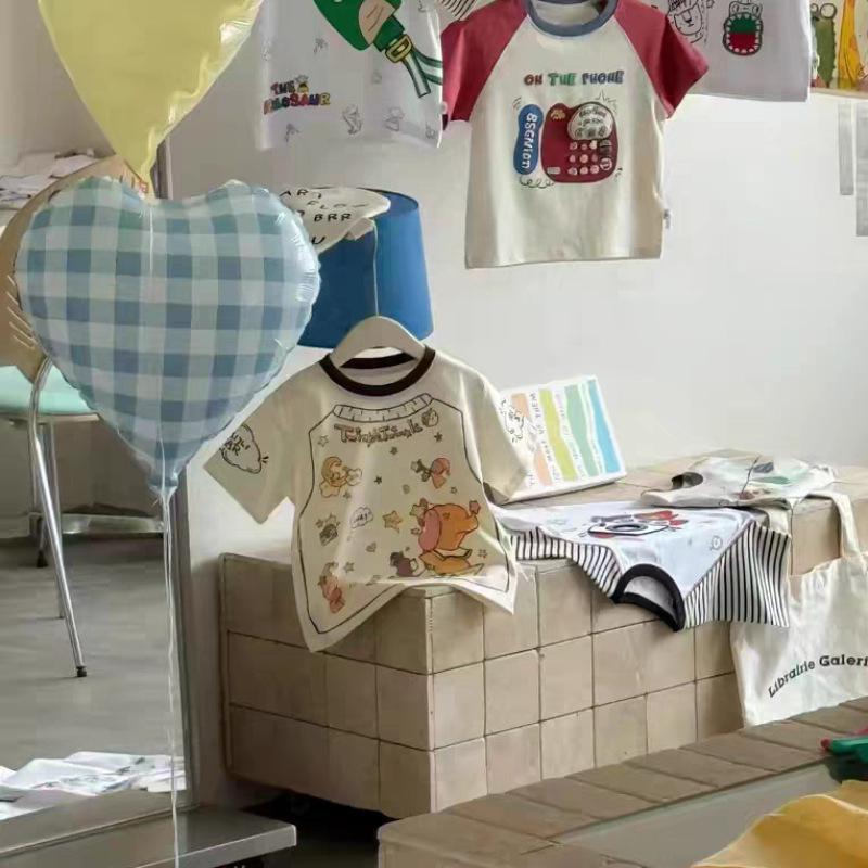 Girls Summer Short Sleeve T Shirt Cute Cartoon Print Comfortable Breathable Top