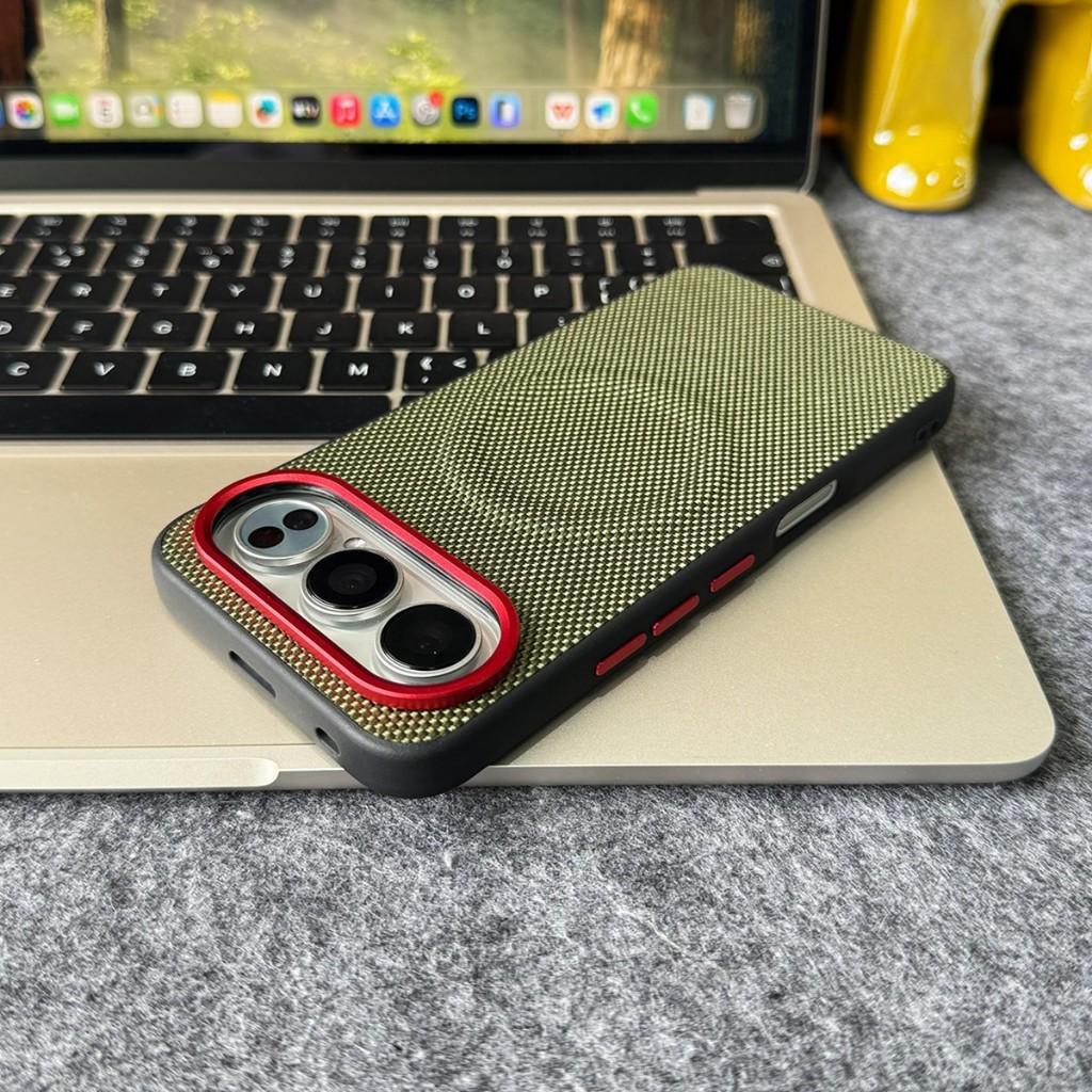 Magnetic Nylon Woven Phone Case For Honor 600 Pro 500 Pro Coque For Magsafe Wireless Charging Metal Buttons Matte Leather Cover