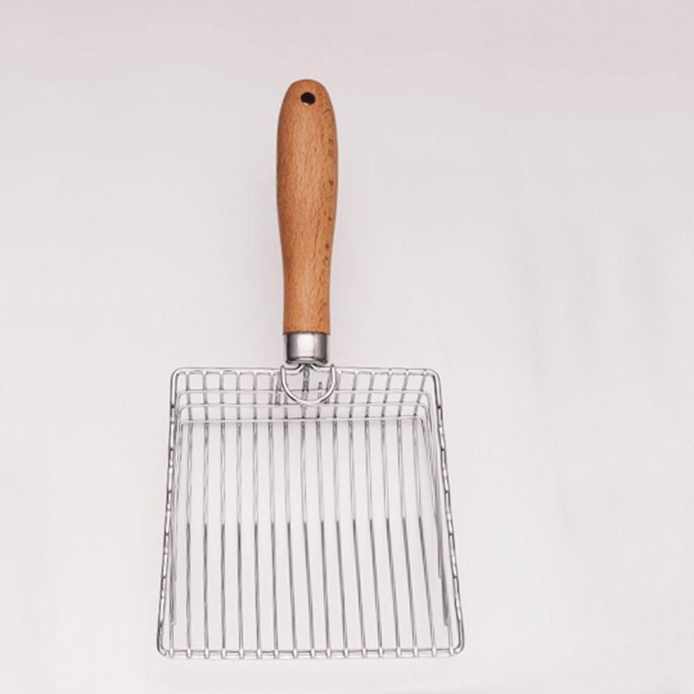 Wooden Handle Cat Litter Shovel Metal Scoop Pet Feces Cleaner Kitten Sanding Shovel  Poop Lifter