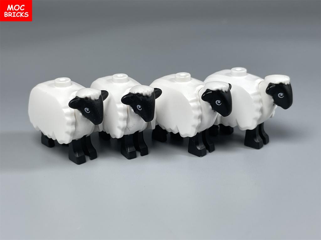 MOC Bricks Cute Sheep Goat Shed Sheepfold Animal DIY Farm Grassland View Building Blocks Accessories Children's Toys Gifts
