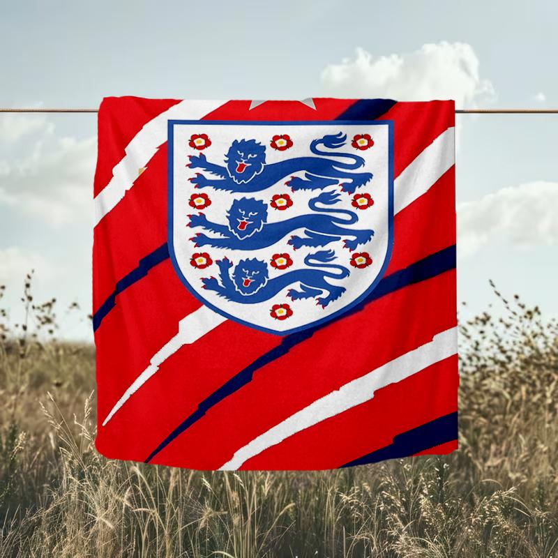 1PC England Football Crest Printed Soft Flannel Blanket Throw for Adult Bedroom Living Room Sofa Camping Travel Fan gifts Christmas Gifts