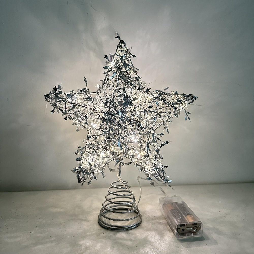 Hollow Christmas Trees Topper 3D Star Glowing Tree Topper Creative Xmas Tree Ornament