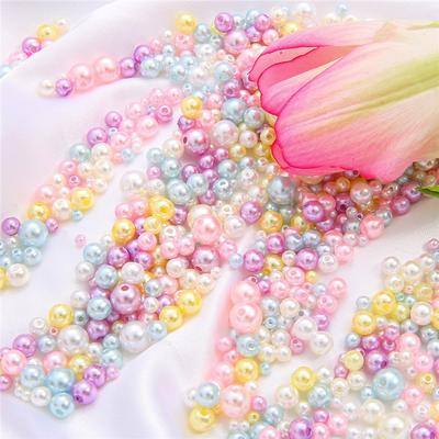 Mischgröße Handwerk Rund Heißer Verkauf Perlen Beliebt Bunt DIY Perlen Imitationsperle Für Schmuckherstellung 3/4/5/6/8mm Mit Loch ABS 150 Stück/Pack Zubehör