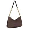 Michael Kors MK Nolita Chain Shoulder Bag With Removable MK Pop Charm Women Shoulder Bag Gold Brown Black 32R6GY5W6B-BROWN/BLK