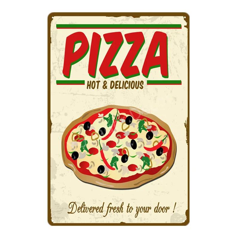 Italian Good Food Pizza Pies Metal Signs Wall Decoration Vintage Metal Poster Home Kitchen Decor Painting Plaques YJ145