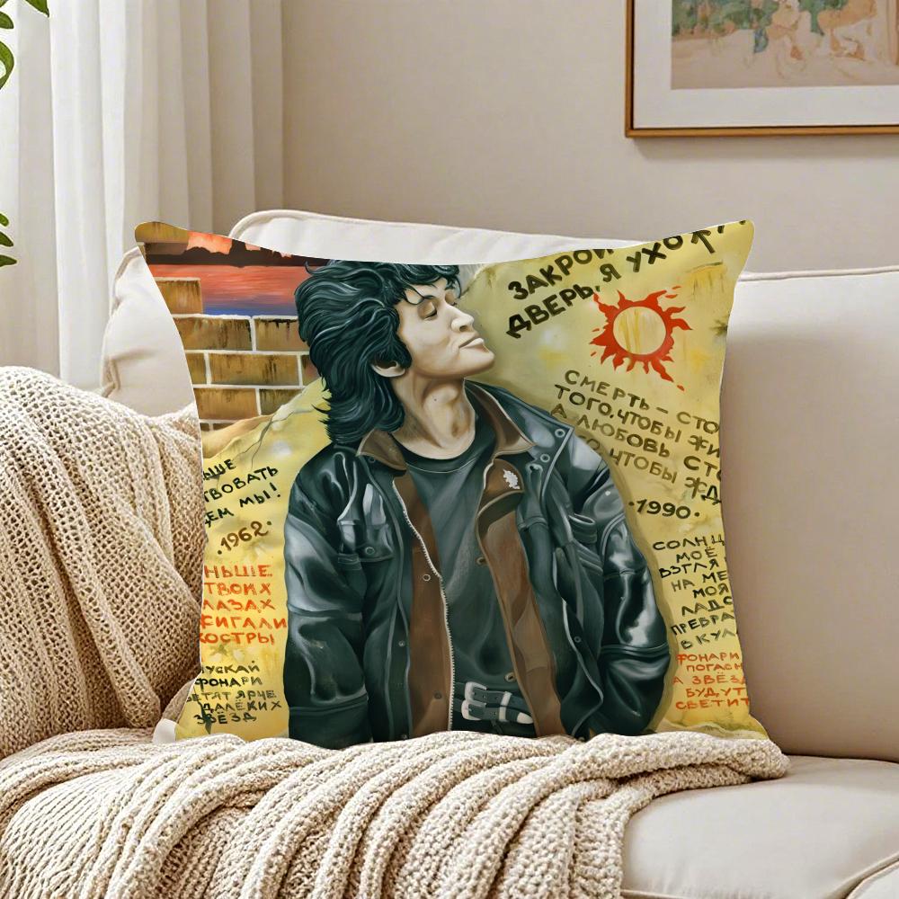 musician revolutionary VViktor TTsoi Cushion Cover Pillowcase Antidustmite living Room Sofa Decor Cushion Room
