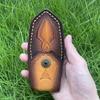 Foling Knife Holder Embossed Cowhide Scabbard Pocket  Knife Cover Split  Leather Case  Camping Knife Holsters Military Knife Cover Belt Buckle