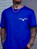 Unisex Crew Neck Tee Minimal Seagull Chest Silhouette Print Short Sleeve Oversized Male Daily Casual Soft Breathable Basic Wear Top