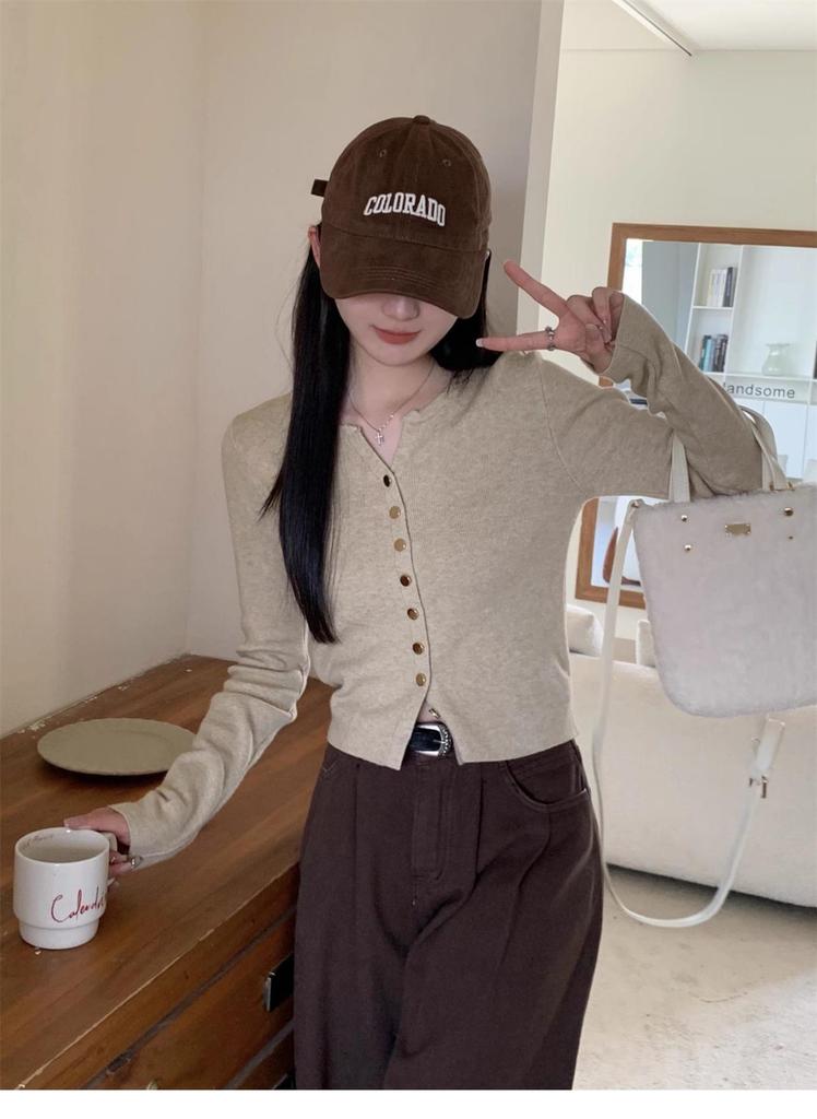 Women's Korean Style V-Neck Button-Down Cardigan Sweater - Autumn/Winter Fashion Knit Outerwear