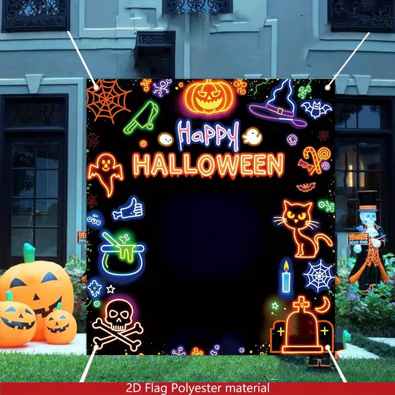 2D Happy Halloween Neon Backdrop Photography Background