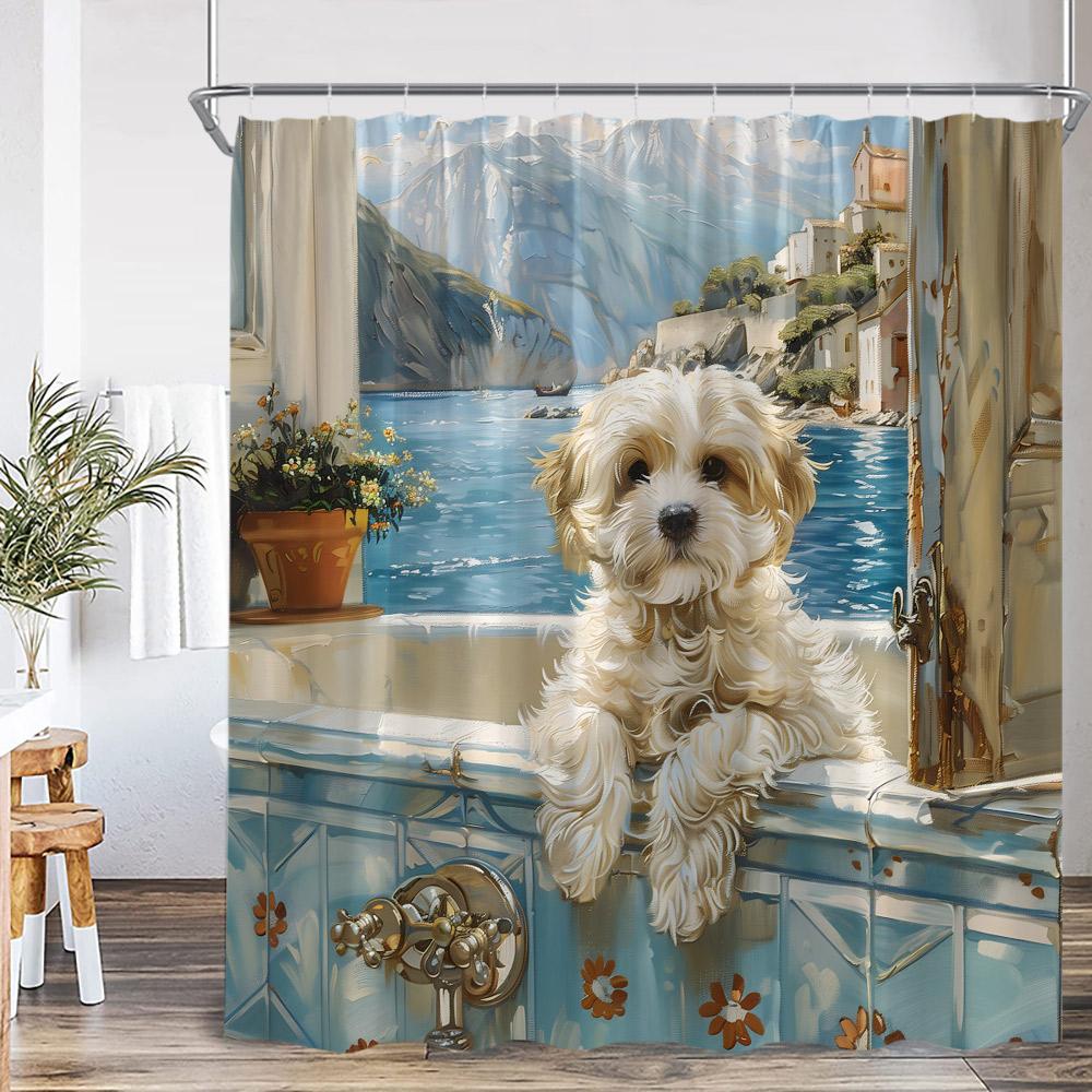 Lustige Badetiere Duschvorhänge Ziege Hochlandkuh Elefant Hund Schwein Badezimmerdekorationen Badetier Badewannenvorhang