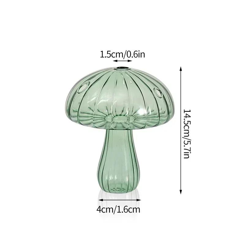 Transparent Mushroom Glass Vase Hydroponic Flower Pot Creative Desk Decorative Vase Aromatherapy Bottle Home Office Decorations
