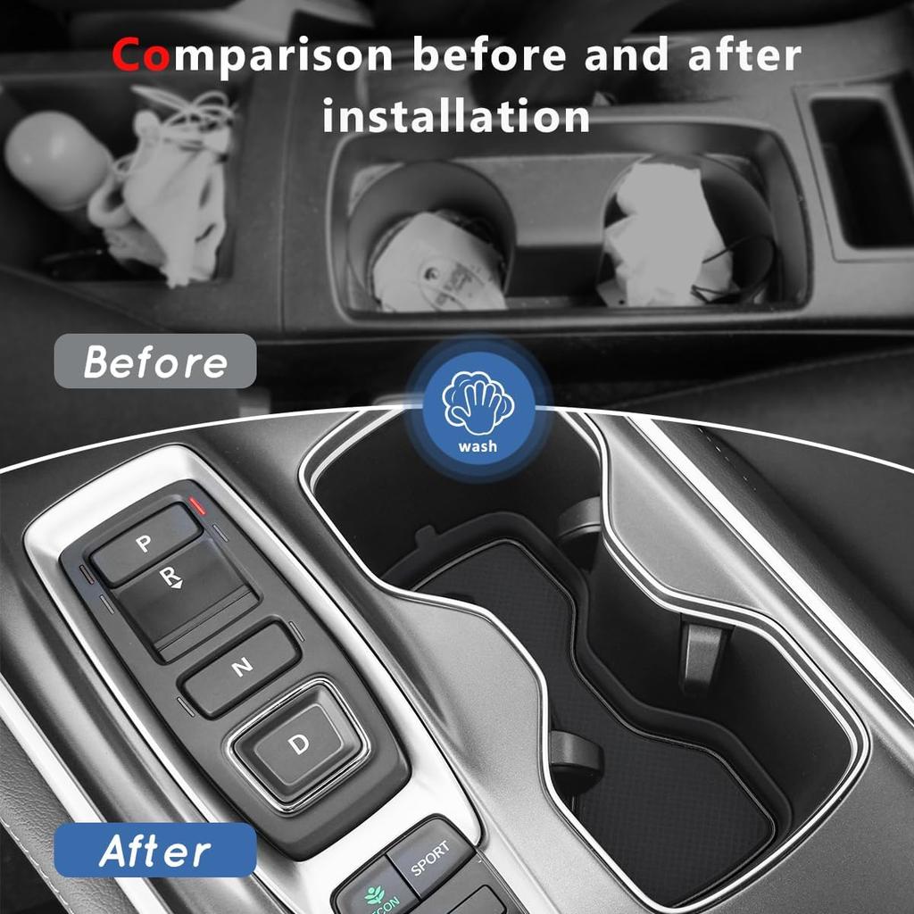 Auovo Cup Holder Erts Coaster Compatible With Honda Accord 2018     Silicone Cup Mat Pad Car Interior Decoration (2-Pcs Kit, Black)