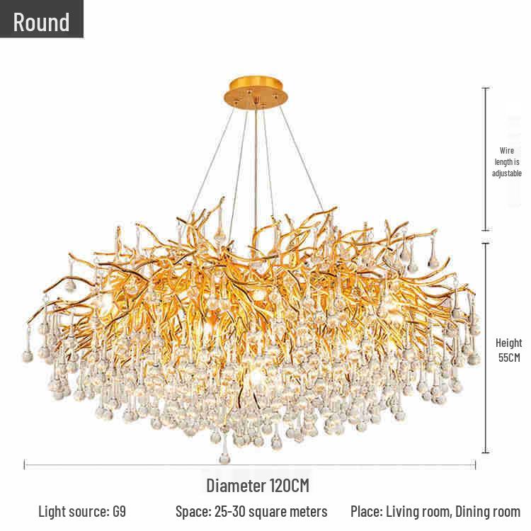 French Luxe Crystal Water Drop Chandelier - Living Room & Dining