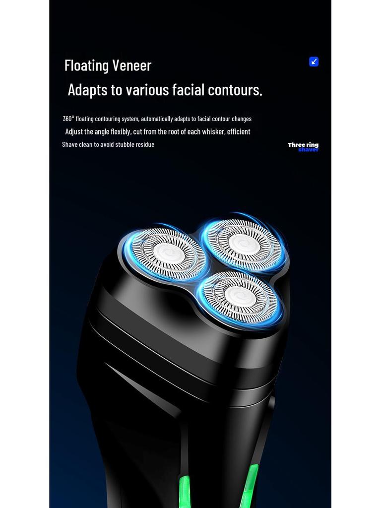 New Magnetic Men's Three-Head Electric Shaver with Car Charging Feature, Rechargeable Razor