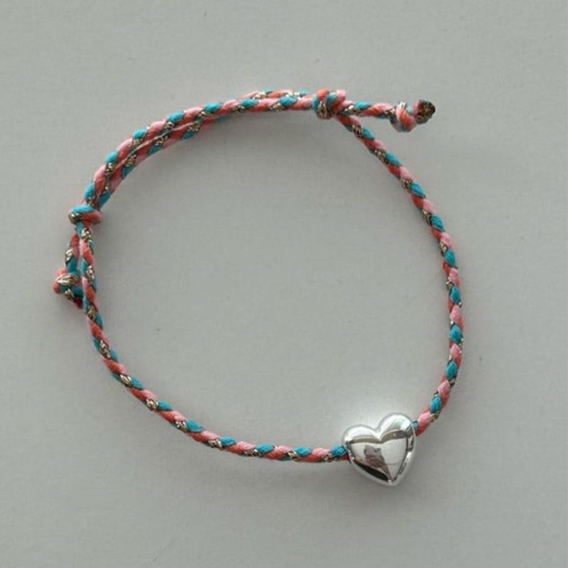Murmur [925silver]Color Rope Heart Bracelet
