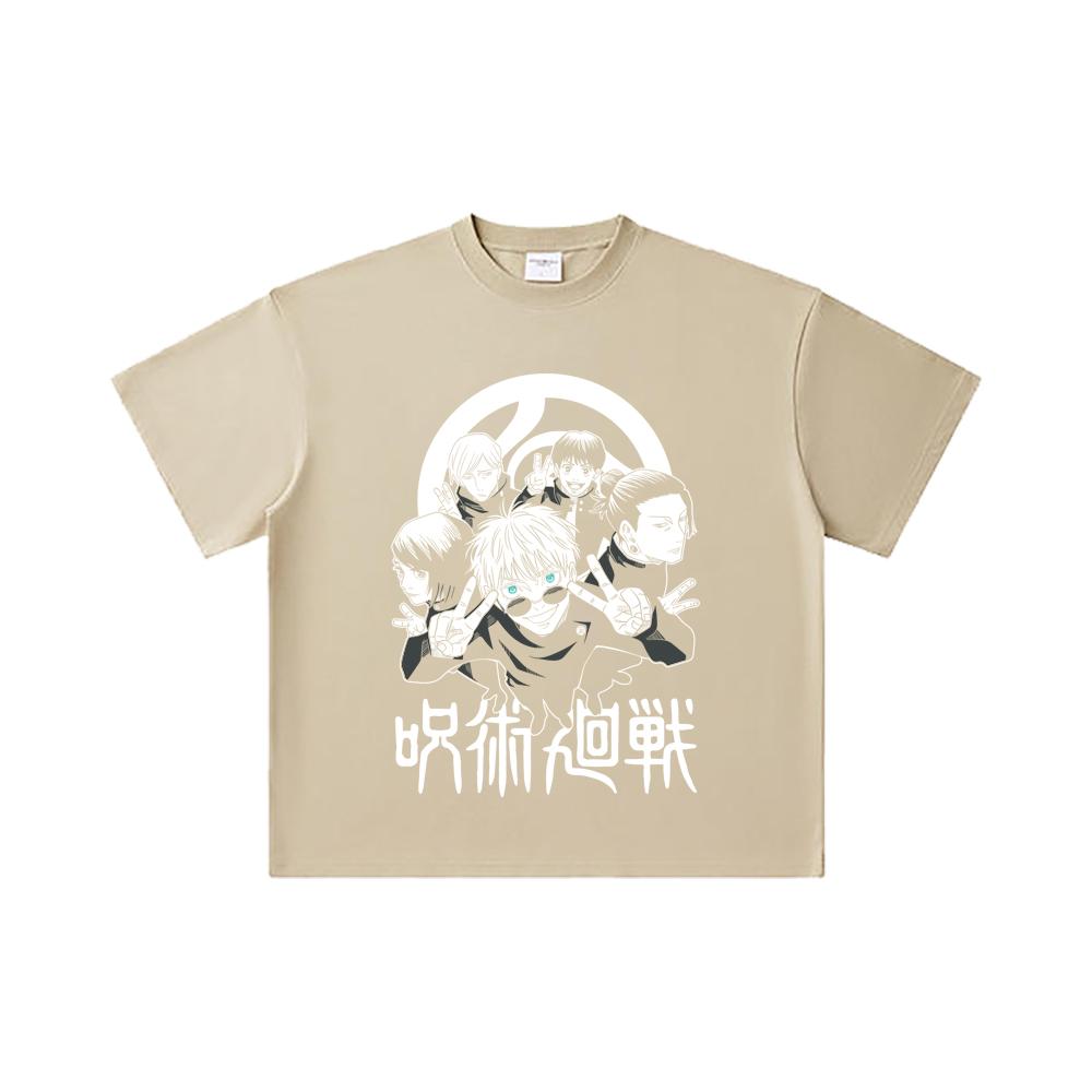 260 GSM Double Yarn 32 Count 100% Cotton Jujutsu Kaisen V30 Team Gojo Print Unisex Heavy Cotton T Shirt