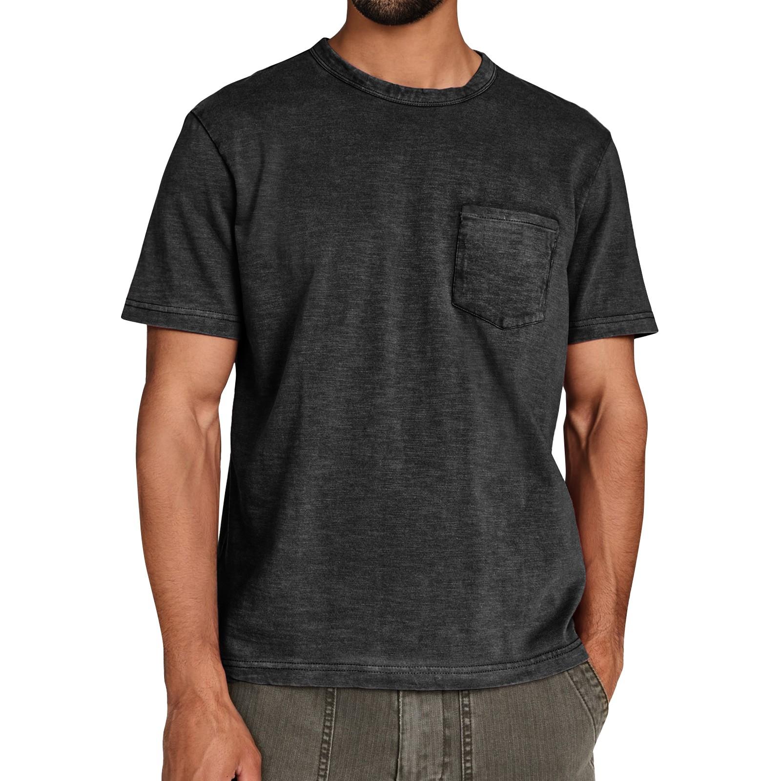 

Men s Summer Solid Color Round Neck Loose Short Sleeve Top Men s Casual Fashion Short Sleeve Tops L чорний