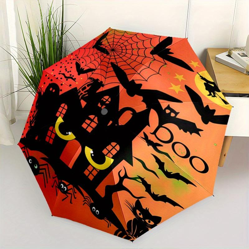 

1pc Witch Halloween Automatic Open/CloseUmbrella-CuteUmbrella with Cute Design, Portable 3-Fold Compact Umbrella for Men & Women, Valentine