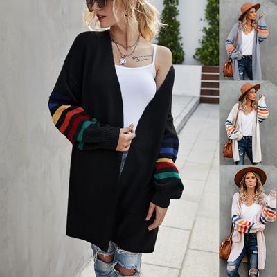 Autumn and Winter Women's Casual Splicing Loose Large Size Sweater Coat