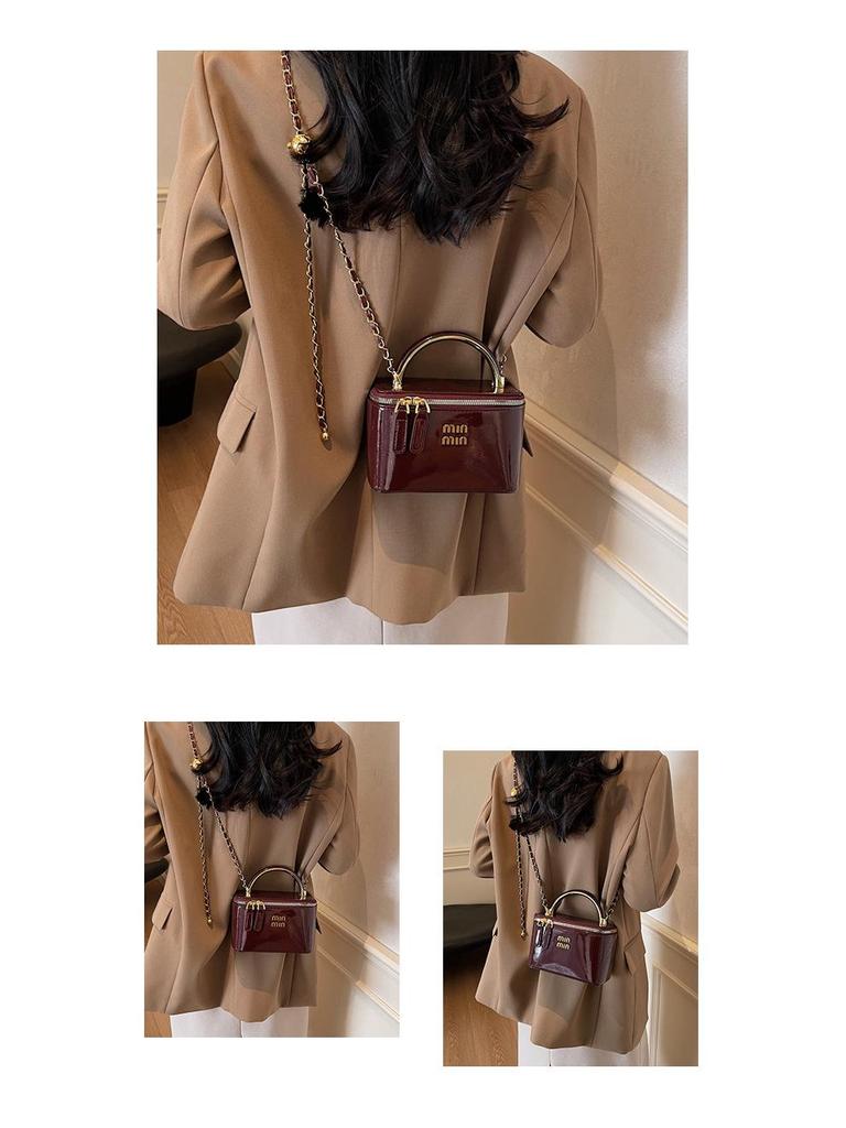 Vintažinė Miu maža kvadratinė grandinėlės rankinė - moteriška kasdienio stiliaus rankinė per petį ir crossbody