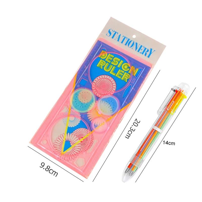 Spirograph Drawing Tools Set with Ballpoint Pen DIY Template Mathematical Roulette Drawing School Supplies Geometric Ruler TMZ