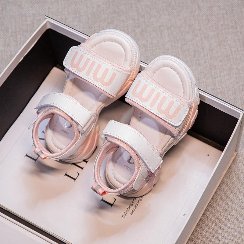 Girls' Sandals Summer New Fashion Korean Style Sporty Soft Sole Open-Toe Sandals for Older Children and Students Children's Beach Shoes