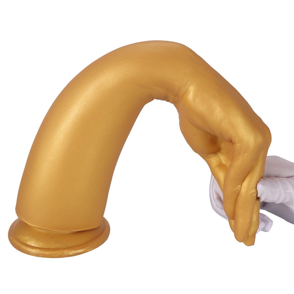 Golden Silicone Hand Fist Anal Plug For Male And Female  Rear End Masturbation Sex Toy  SM Anal Dilator  Oversized Fake Arm