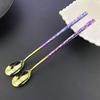 Stirring Spoon Extended Handle Titanium Stirring Spoon Milk Tea Coffee Dessert Ice Cocktail Spoon Kitchen Tool