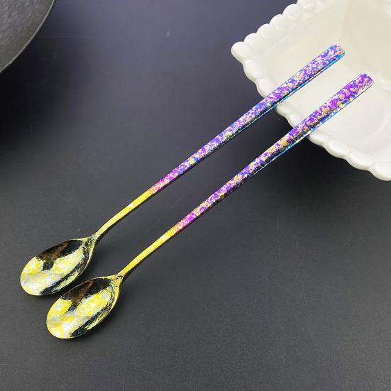 Stirring Spoon Extended Handle Titanium Stirring Spoon Milk Tea Coffee Dessert Ice Cocktail Spoon Kitchen Tool