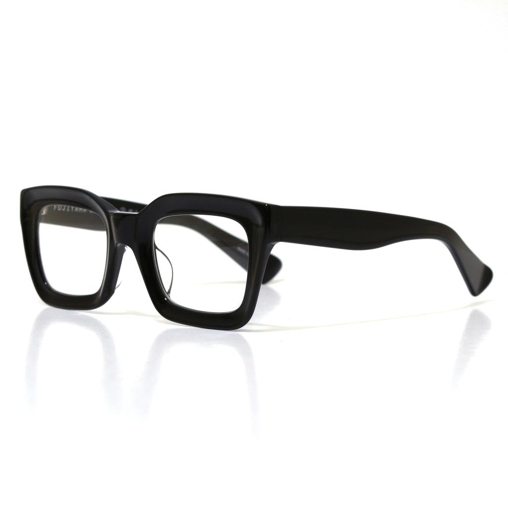 Oryginalne Okulary Fuji AGIRA Kwadratowe Gruba Czarna Oprawka Przezroczyste Szaro-Niebieskie Ochrona UV Wytrzymałe Okulary z Czarną Oprawką Stylowe Grube Wyprodukowane w Sabae w Japonii Krajowe