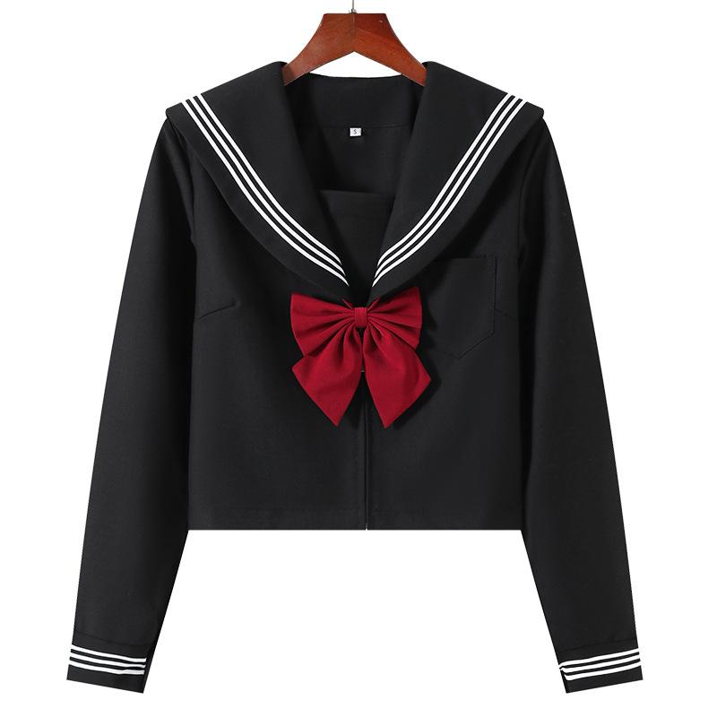 Schuluniform Mädchen Jk Anzug Rote Krawatte Schwarz Drei Grundlegende Matrosenuniform Frauen Langarm
