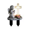 Religious Angel and Cross Garden Stakes Set of 2 Acrylic Flat Decorative Yard Signs Christian Outdoor Decor