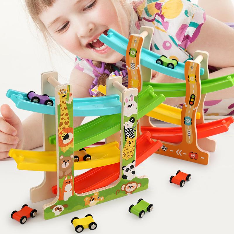 

Children s Wooden Sliding Gliding Track Car: Educational Toy for Ages 3-6