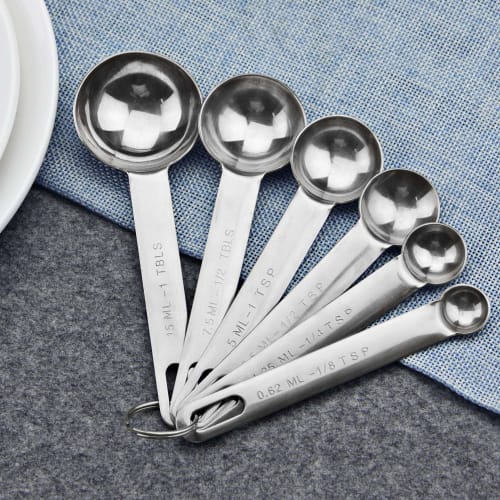 AOOSY Measuring Spoons, Set of 6, 18-8 Stainless Steel, Imported from Europe and the US, One-Piece Measuring Spoon, Family-Use, Tablespoon and Teaspoo