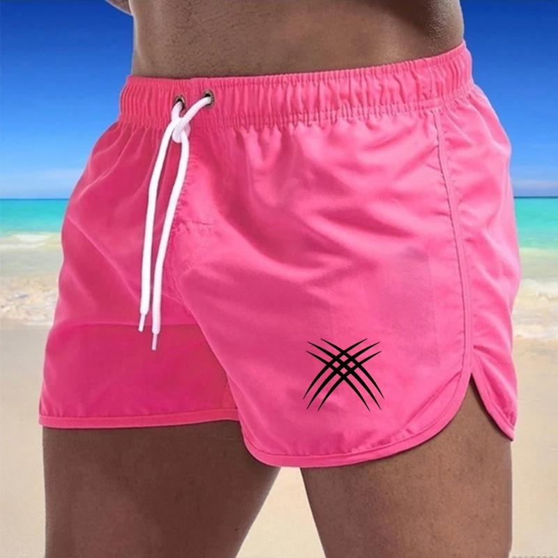 Casual Swimming Summer Men's Shorts 2025 Beach Trunks Swim Gym Pants Quick Drying Homme Surf Ventilate Drawstring Fashion Daily