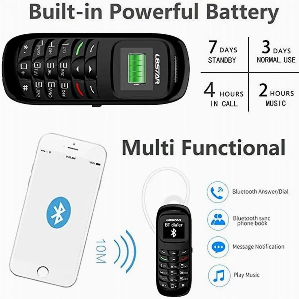 New BM70 Mini CellPhone Stereo GSM 2G Unlocked Super Thin Cellphone Small Mobile Phone Wireless Bluetooth Alarm Clock Earphone Portable Backup Phone