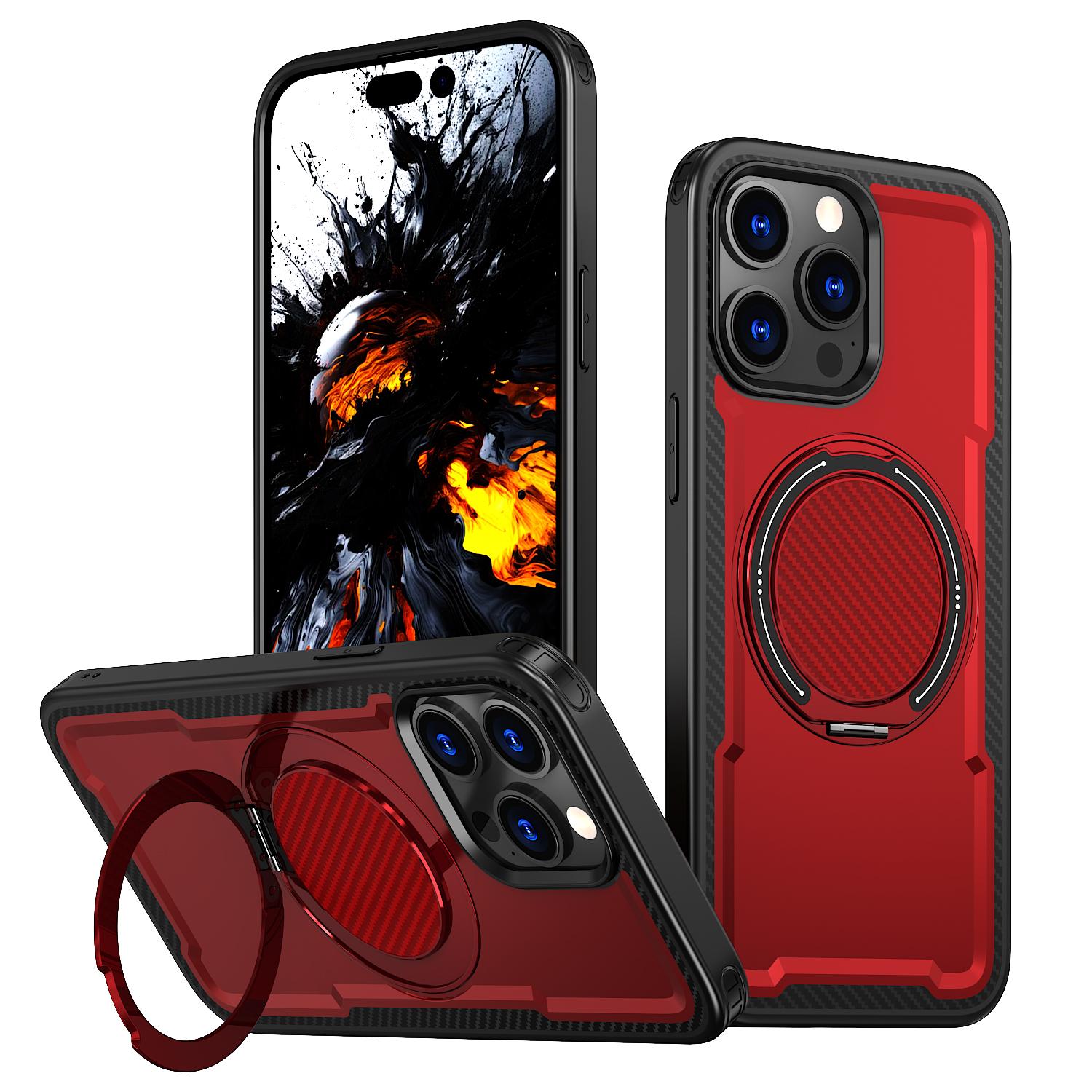 

For iPhone 13 Pro Max Case Compatible with MagSafe TPU + PC Phone Cover with Damping Rotating Stand