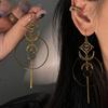 Moqi Celestial Dangle Earrings Alloy Gold Moon Star Tassel Bohemian