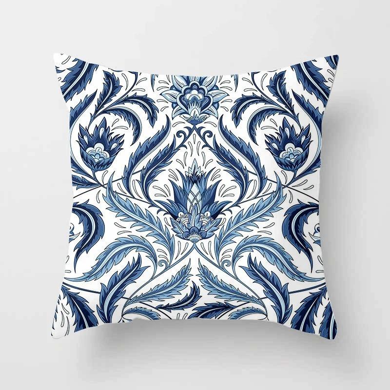 Office Living Room Home Pillowcase Luxury Geometric Blue Print Pillowcase Car Ornaments