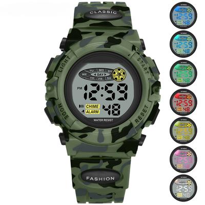 Student Sport Watch For Kids Colorful Electronic Watches Waterproof Clock Children Digital Watch For Boys Camouflage