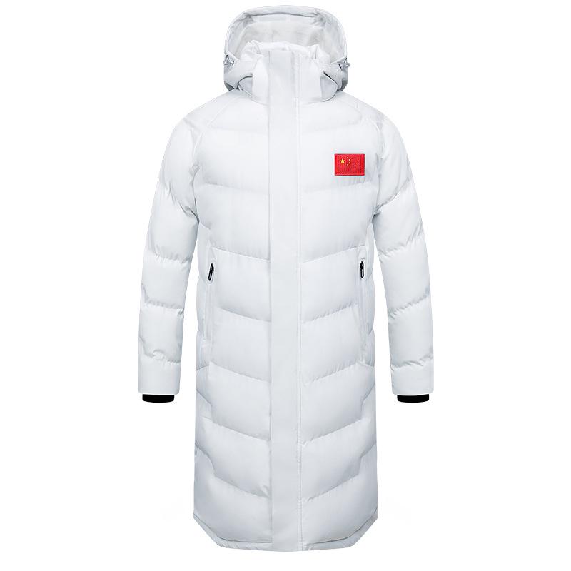 Men s Over-the-Knee Fleece-Lined Winter Training Coat, Cotton, Ideal for School and Sports XXL белый