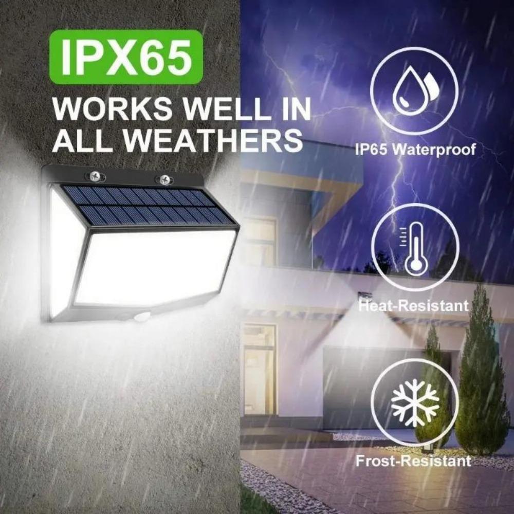 4pcs 468 LED Solar Light Outdoor Solar Lamp with Motion Sensor Waterproof Solar LED Light 3 Modes Sunlight Powered for Garden Decor