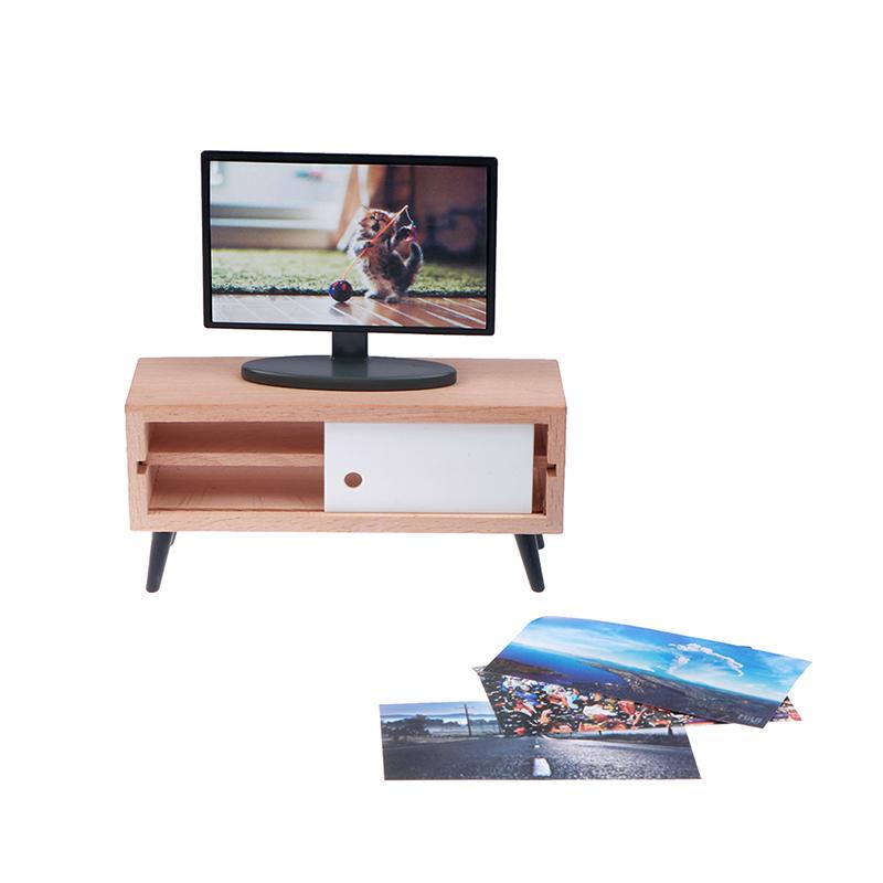 1:12 Кукольный домик Миниатюрный Гостиная Телевизор Деревянный Тумба под телевизор — фото 13