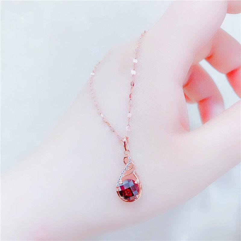 Exquisite Russian 585 Purple Gold Inlaid Egg Surface Pendant Rose Gold Plated Exquisite Korean Version Of High-End Design Necklace