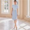 Goddess Style Slimming Lace-Up Stand Collar Dress with Figure-Flattering Patchwork and Fake Two-Piece Design