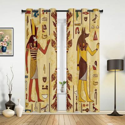 Egyptisk Farao Gul Mural Forntida Fönstergardiner Heminredning Vardagsrumsgardiner Barnrum Cortinas För Kök Sovrum