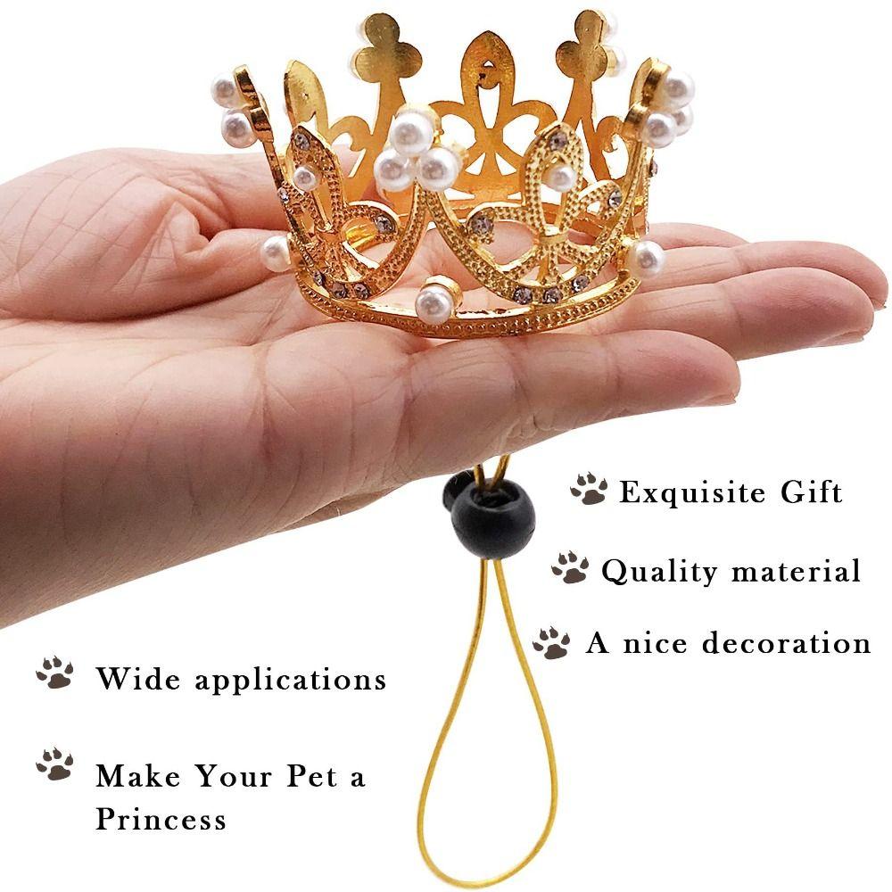 Adjustable Cord Sparkling Tiara Lightweight Pet Headwear Fashion Pet Decoration  Photo Prop