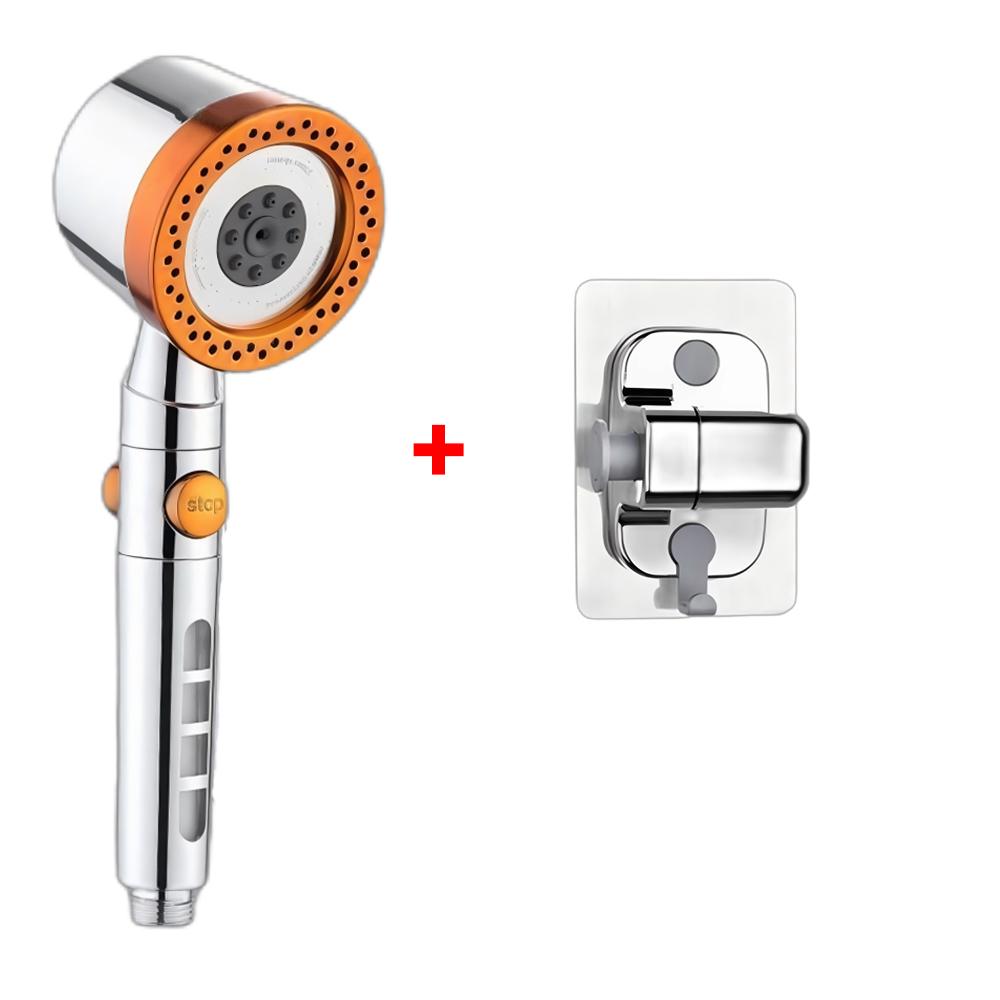 6 Modes High Pressure Shower Head ABS Water Saving Filter Showerhead Fall Resistance Bath Shower Nozzle Set with Stop Button