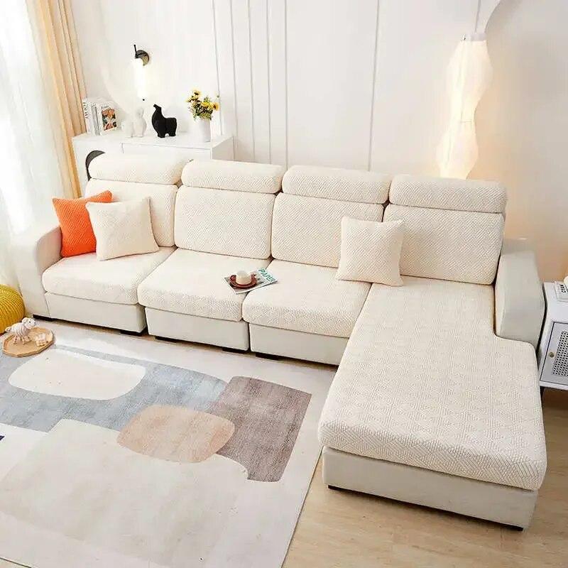 Livingroom Stretch Jacquard Fleece Sectional Sofa Covers Anti-Slip Couch Cushion Slipcover Sofa Mat Cover for Home Hotel